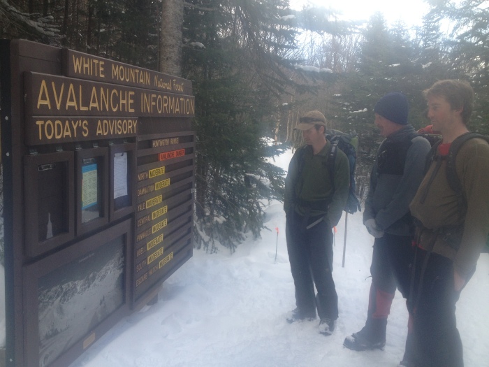 Checking the updated avalanche conditions at Harvard Cabin